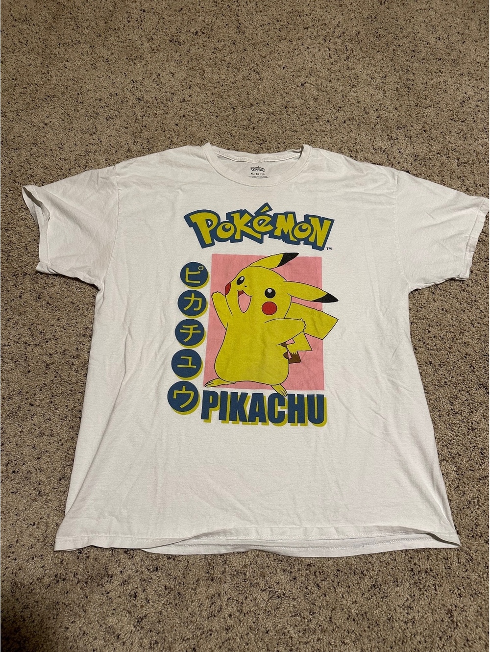Pokémon Pikachu Graphic T-Shirt XL White Cotton